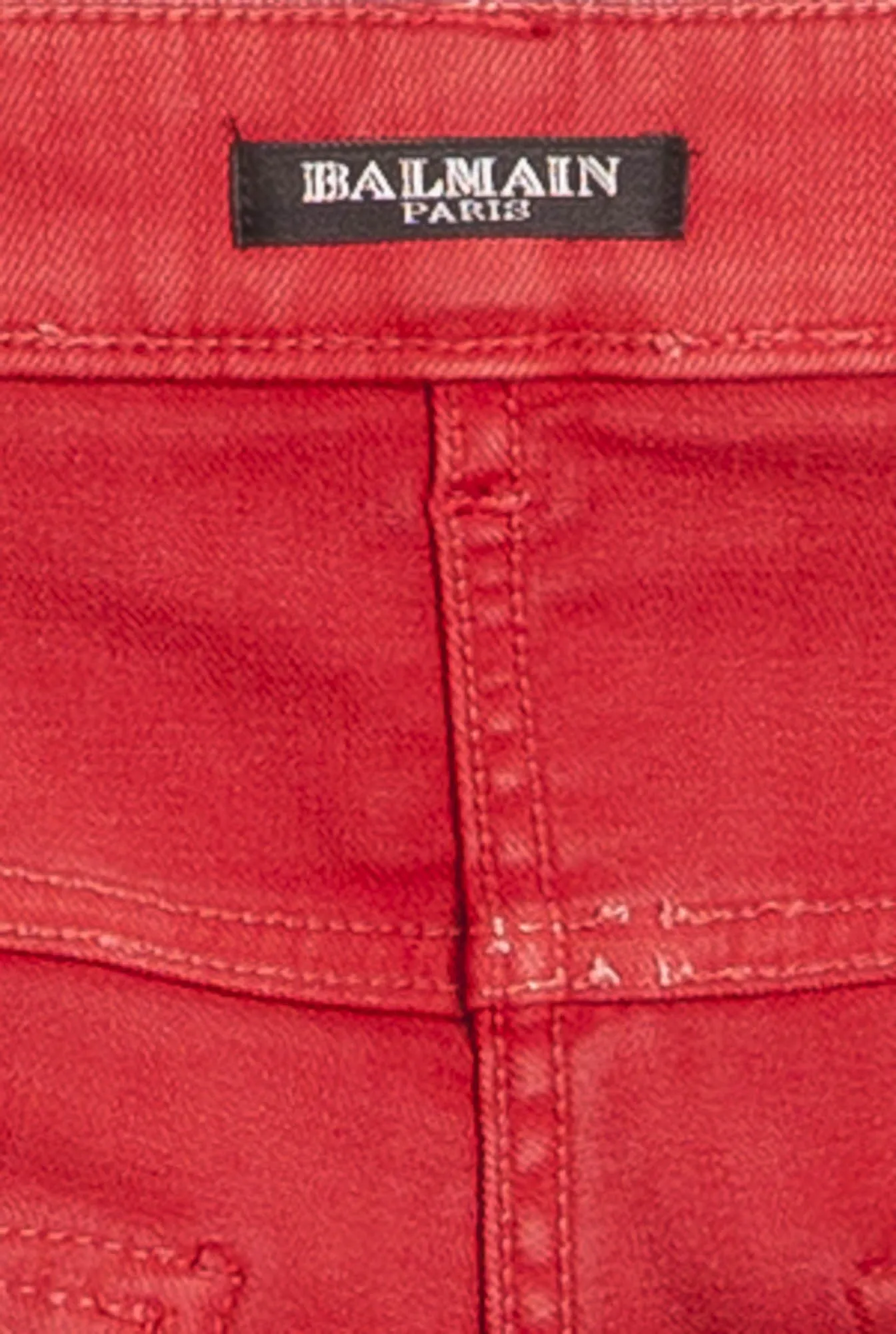 Balmain - Red Denim Moto-Style Jeans - FR 40