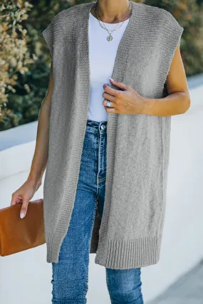 Basic Gray Vest Cardigan Sweater