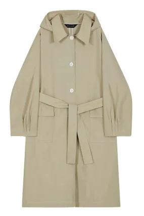 Stylish Beige Hooded Trench Coat for Men/Women