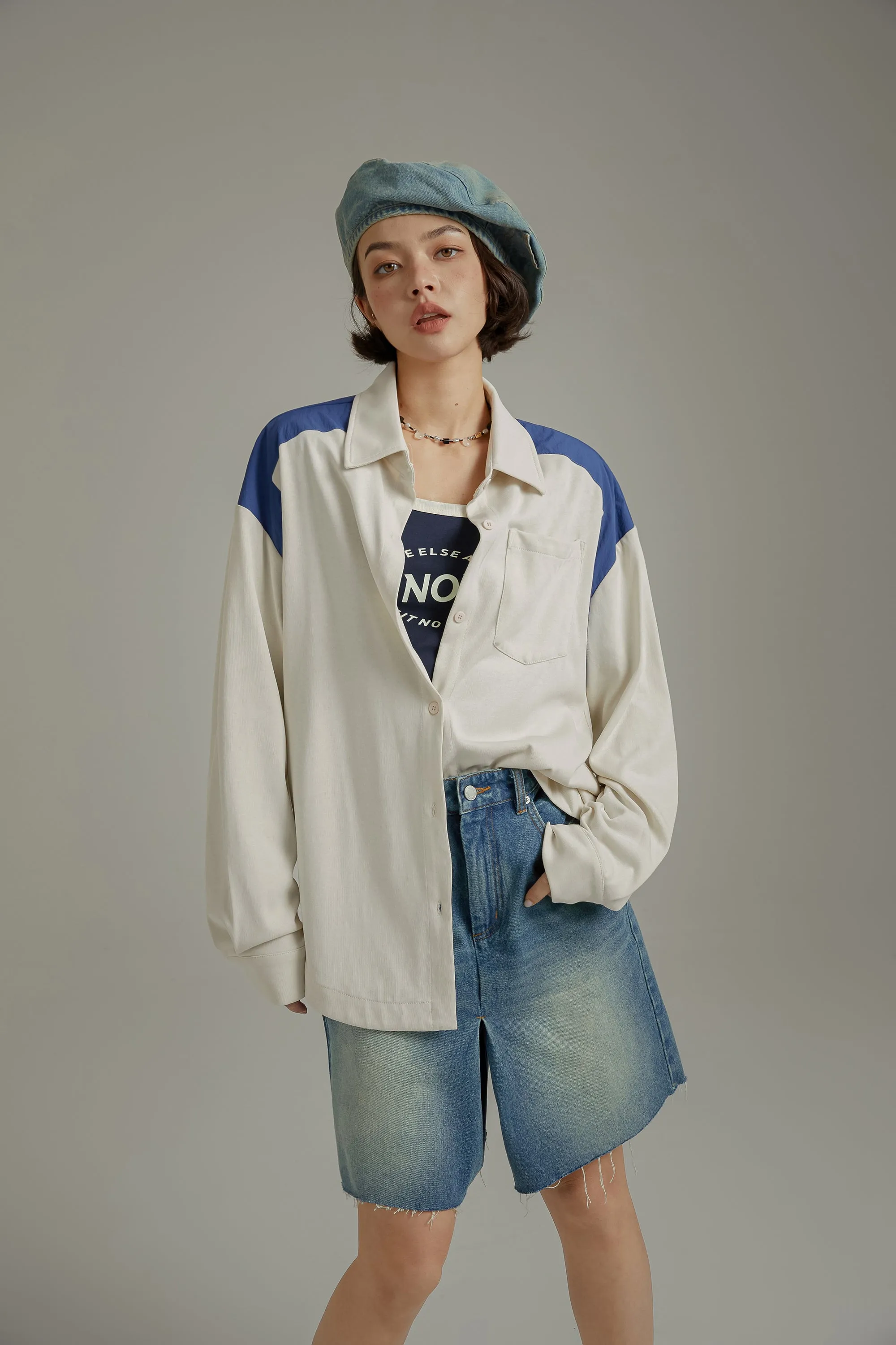 Color Block Loose Fit Shirt