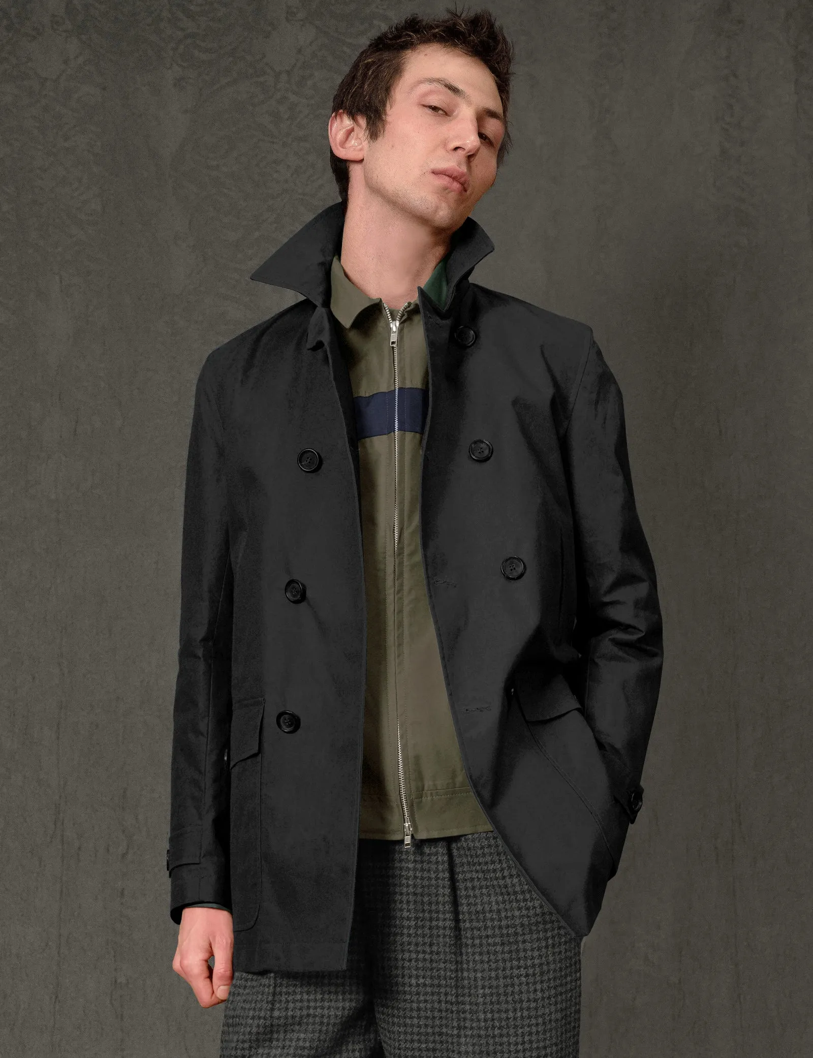 Double Breasted Oliver Spencer Trench Coat - Black