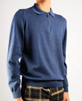 DT Tipped 1/4 Zip Polo Ls