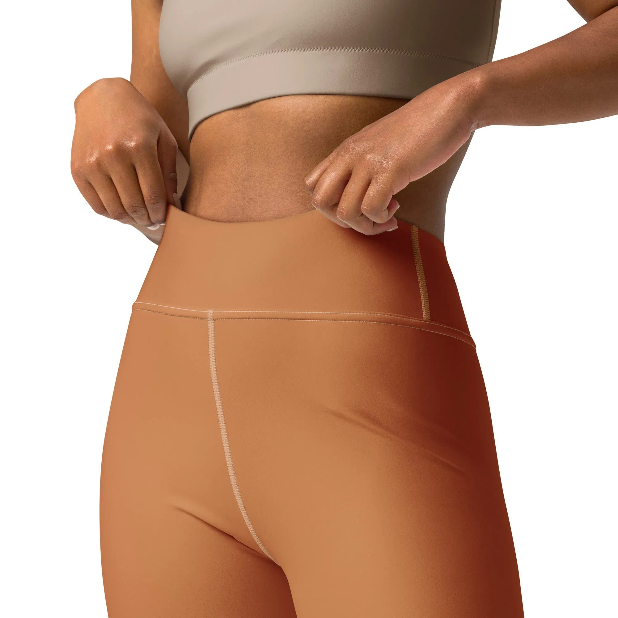 Effortless Movement: Women's Solid Color Yoga Pants - Raw Sienna