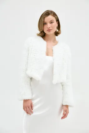 Faux Lola Crop Jacket - White