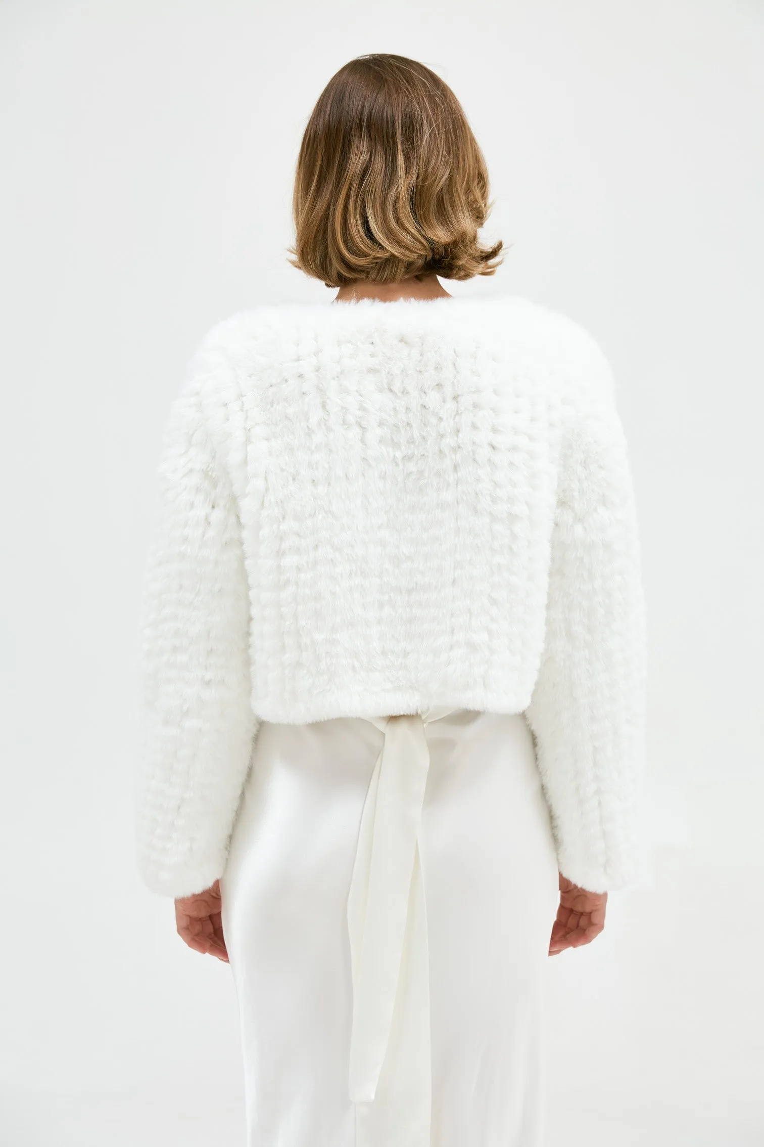 Faux Lola Crop Jacket - White