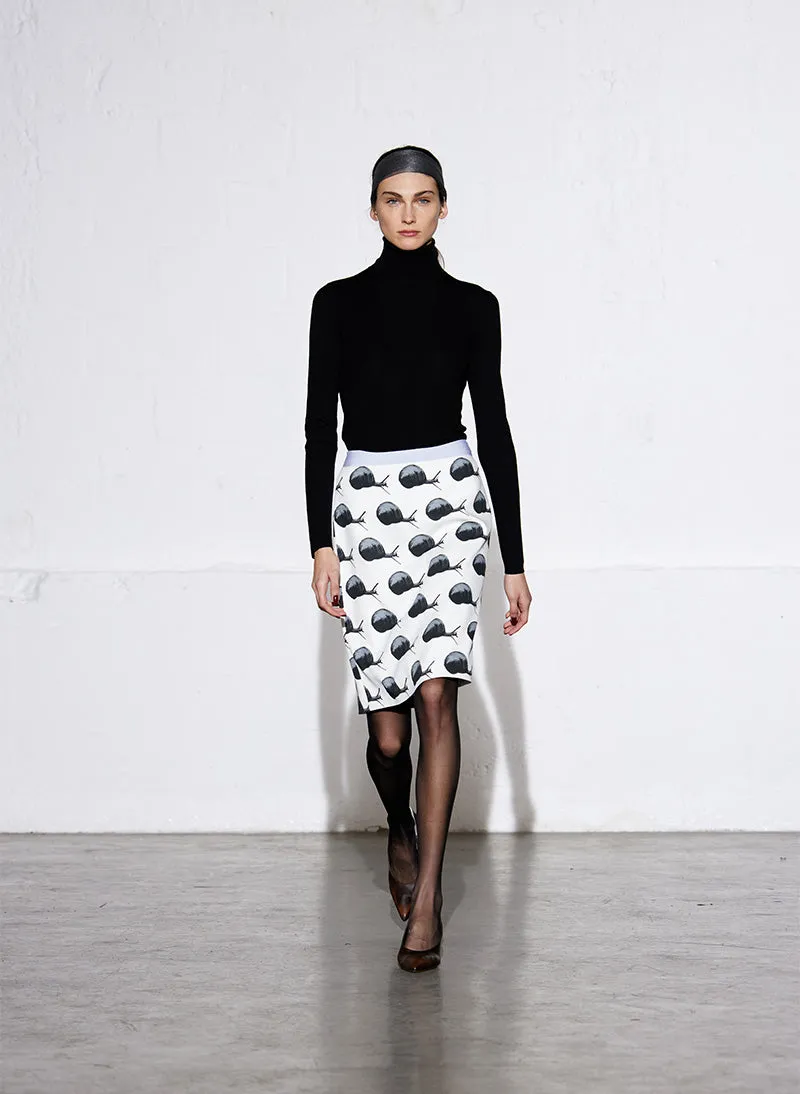 Gary Print On Stretch Crepe Pencil Skirt