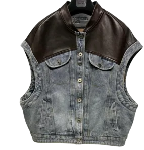 Leather Denim Vest