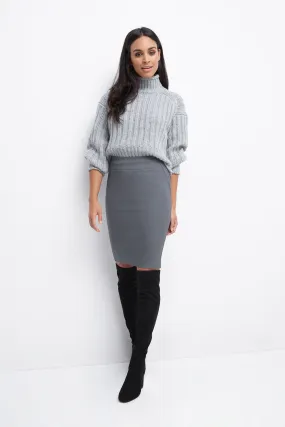 Midi Pencil Skirt with Pull-on Style Design