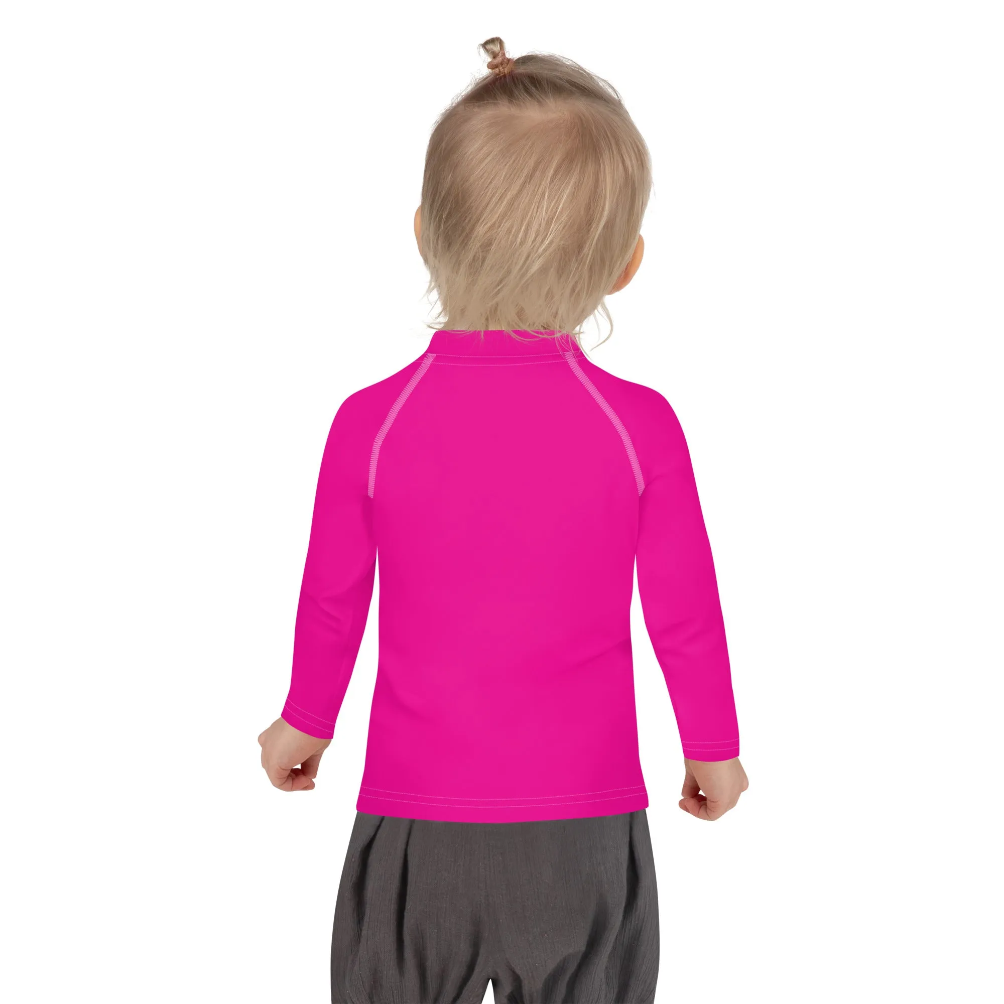 Sunshine Style: Girls' Solid Color Long Sleeve Rash Guards - Hollywood Cerise