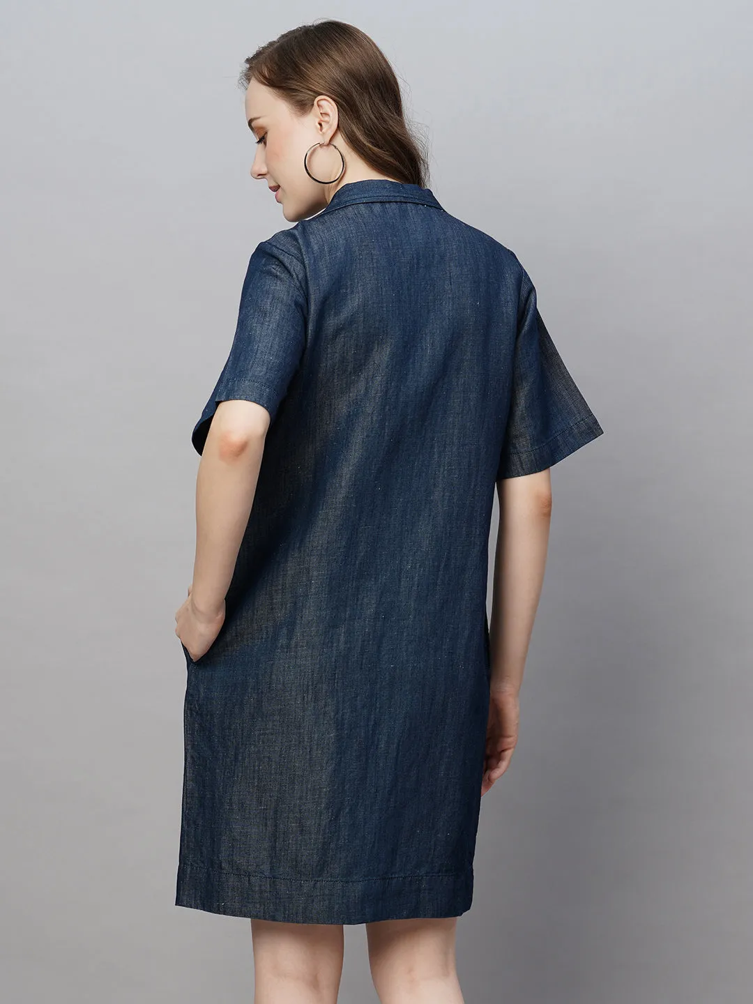 Women's Denim Cotton Linen Regular Fit Dress