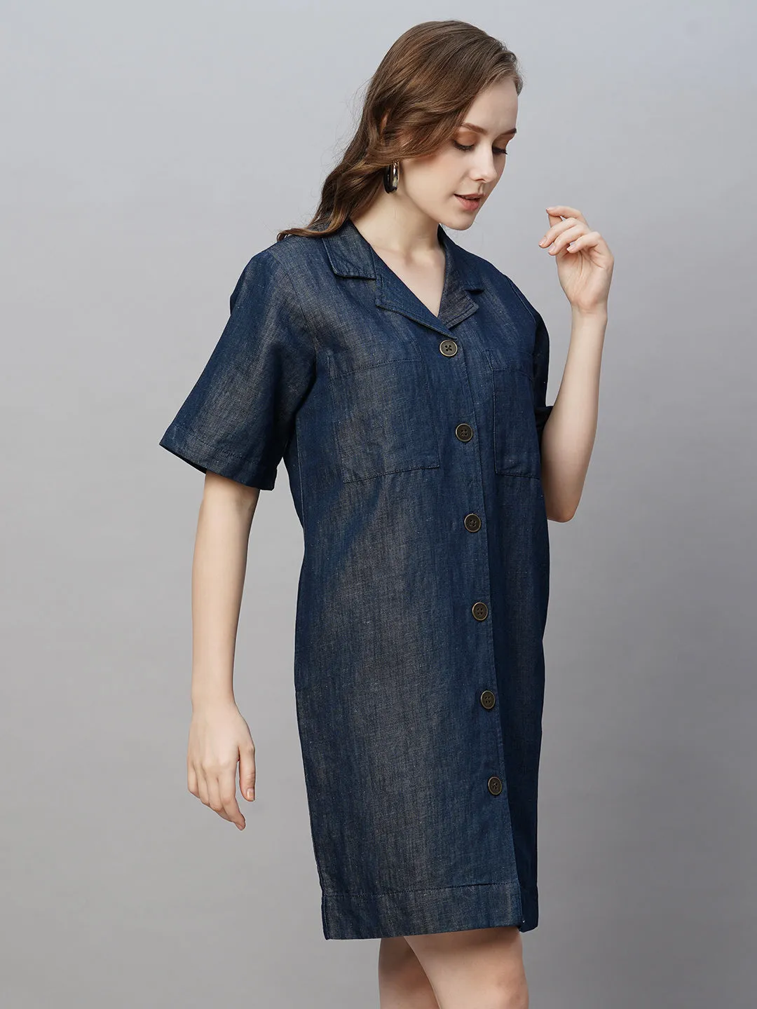 Women's Denim Cotton Linen Regular Fit Dress